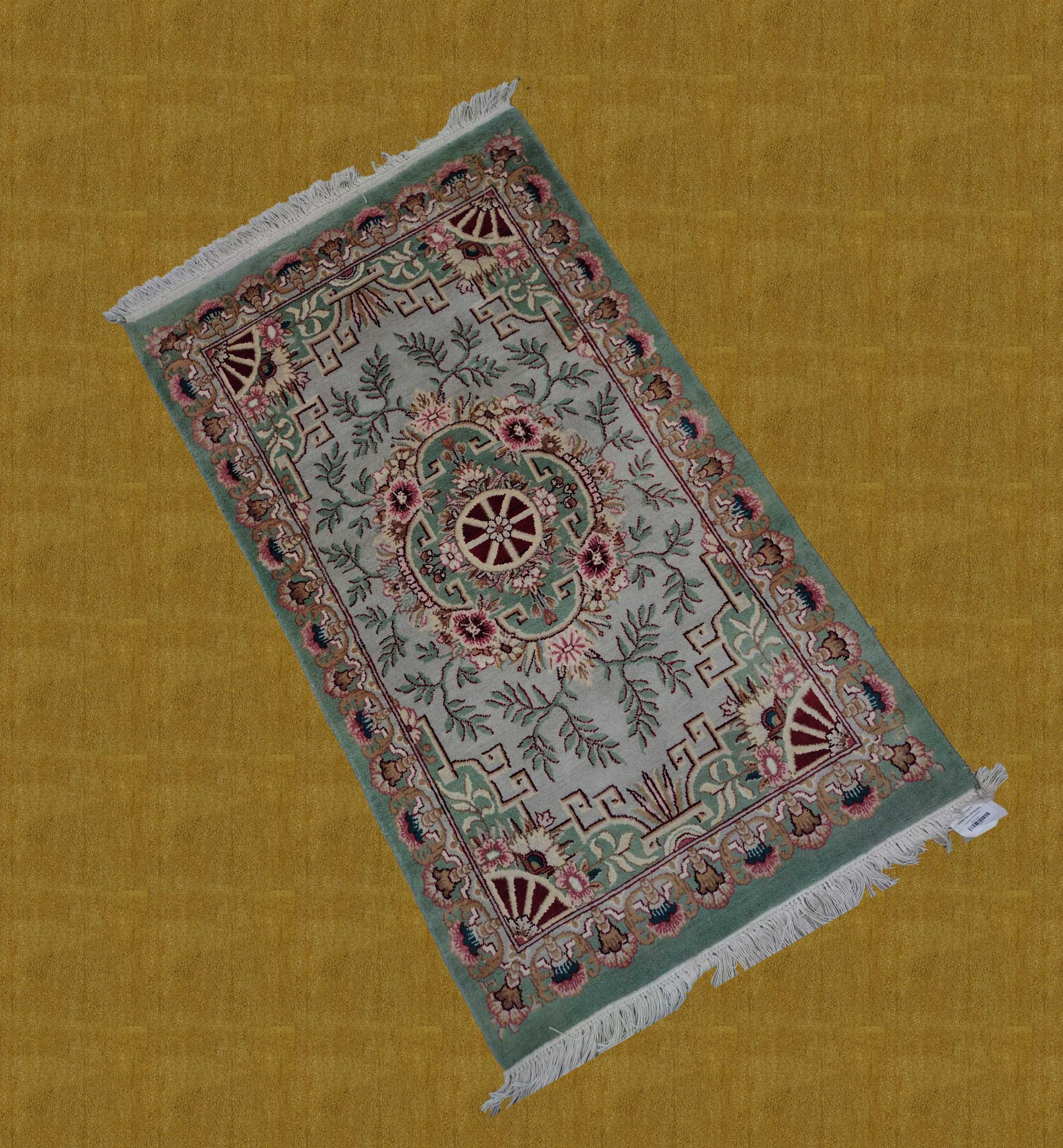 2'7"X4'5" Pakistan William Morris Hand Knotted Pistachio Green Floral Rug – 2'7" × 4'5"
